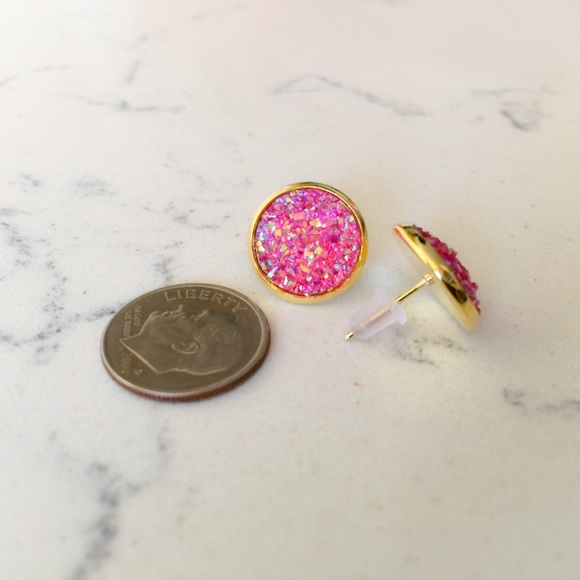 ๐ Pink Druzy Studs 3/$18 - Picture 2 of 2